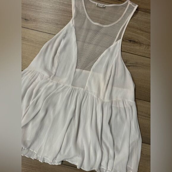 Free People intimately Ivory Marble Cami Tank Top L large women’s mesh boho - Picture 9 of 16
